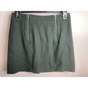 NWOT Madewell Plus Size 0 Uptown Mini Zip Skirt Forest Green Mini Wool Blend